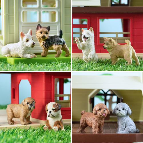 12 Realistic Hand-Painted Dog Figurines Set - Mini Plastic Puppies for Cake Toppers, Party Favors, and Imaginative Play