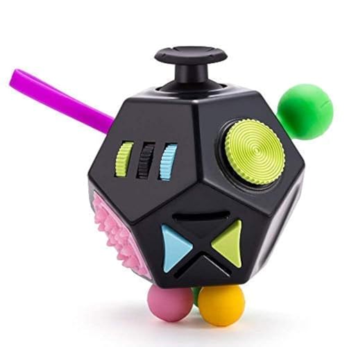 12-Sided Fidget Cube – Stress & Anxiety Relief Toy for Kids & Adults (Black)