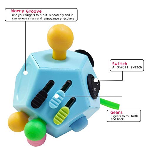 12-Sided Fidget Cube Toy – Stress Relief for Kids & Adults (Blue)