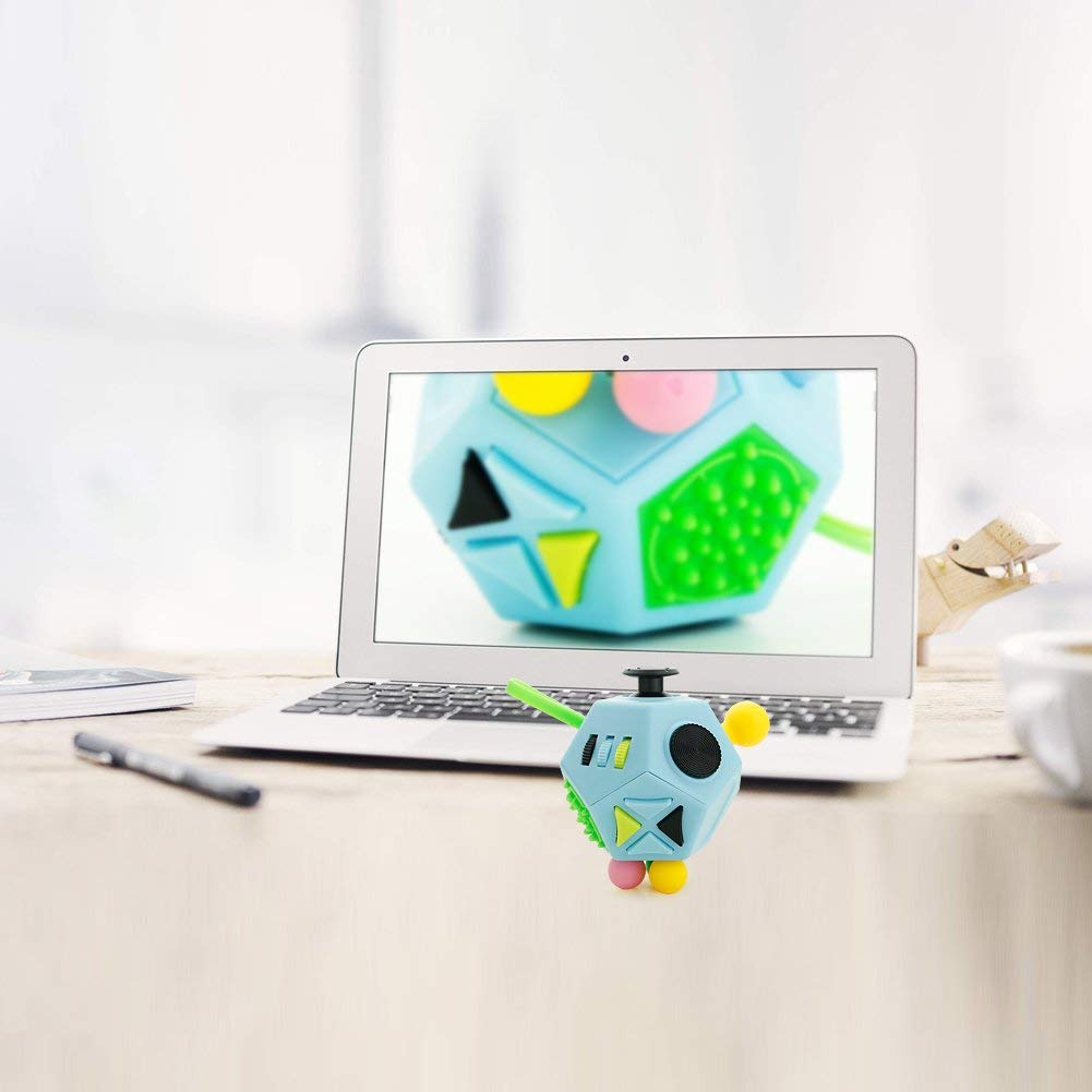 12-Sided Fidget Cube Toy – Stress Relief for Kids & Adults (Blue)