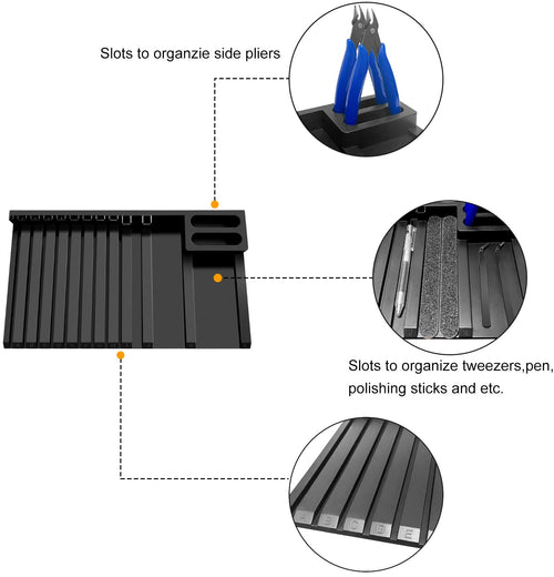 12-Slot Model Sprue Holder for Gundam MG/HG/PG Kits - Black Runner Organizer with Storage Compartments