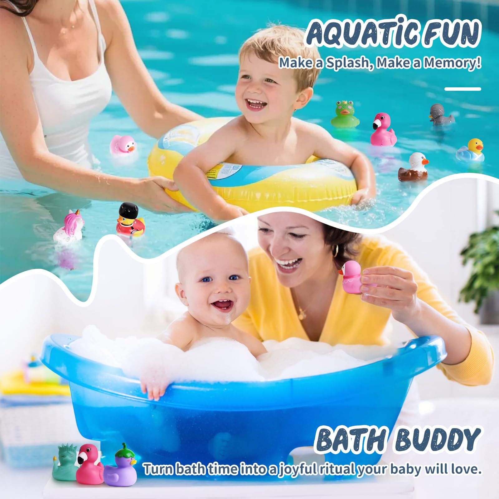 12 Unique Animal and Landmark Rubber Ducks – No-Hole Bath Toys for Toddlers 18+ Months