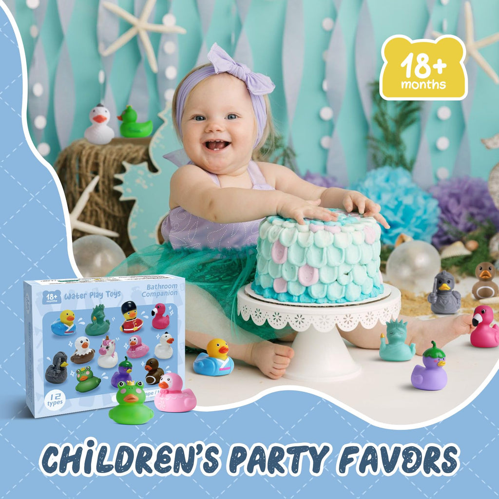 12 Unique Animal and Landmark Rubber Ducks – No-Hole Bath Toys for Toddlers 18+ Months