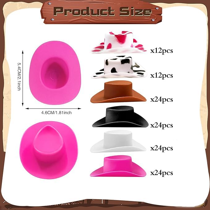 120-Pack Plastic Mini Cowboy Hats – Western Party Favors for Kids' Crafts & Decor
