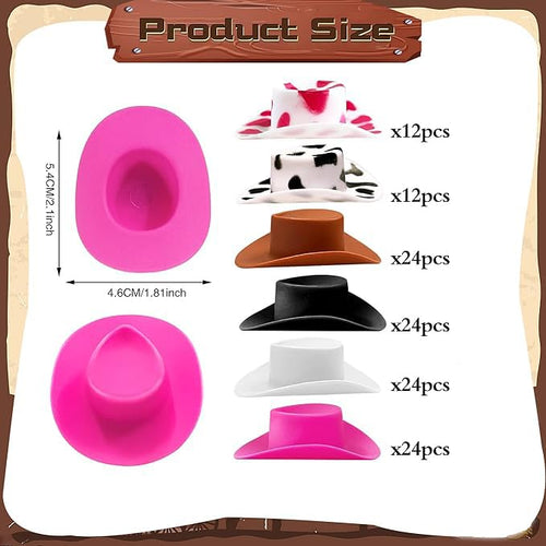 120-Pack Plastic Mini Cowboy Hats – Western Party Favors for Kids' Crafts & Decor