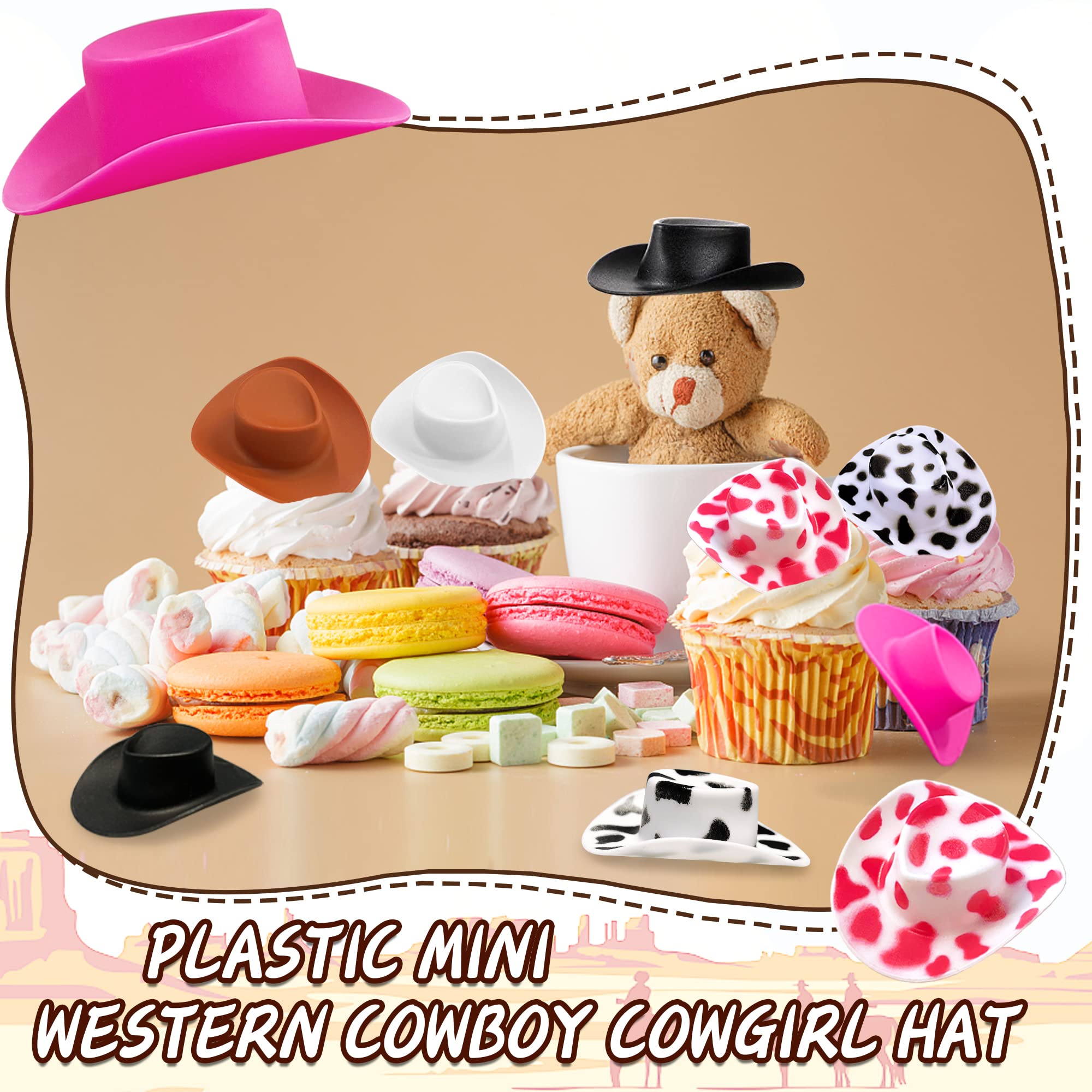120-Pack Plastic Mini Cowboy Hats – Western Party Favors for Kids' Crafts & Decor