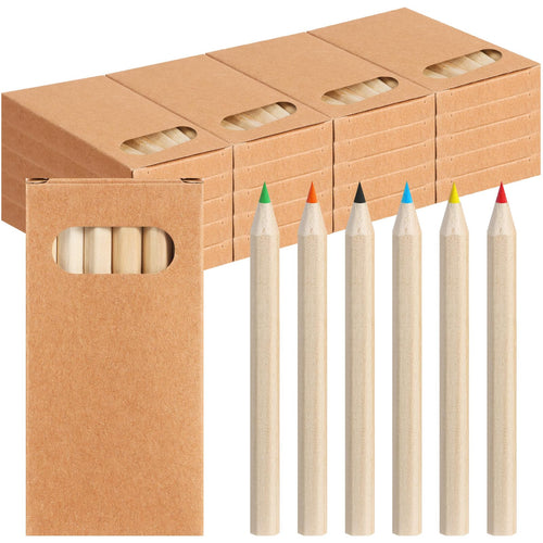 120 Pcs Mini Colored Pencils Bulk – 20 Kraft Boxes of 6 Pre-sharpened Short Pencils for Kids, Party Favors, Classroom Supplies by TSIS MHUO