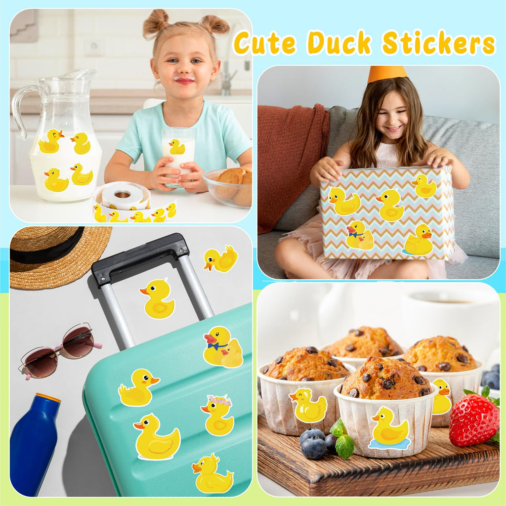 1200 Cute Rubber Duck Stickers – 2 Rolls, 16 Designs, Non-Toxic Paper Decals for Birthdays, Scrapbooking, and Classroom Rewards
