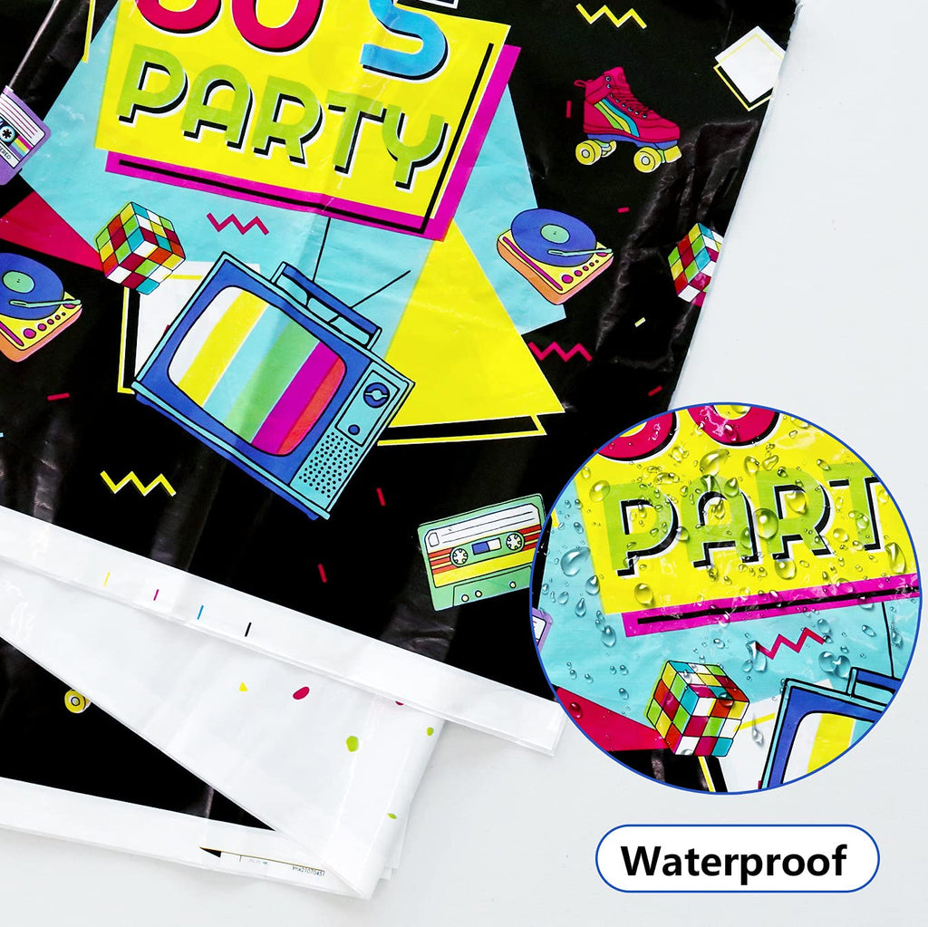 122 Pcs 80s Retro Party Supplies Set - Disposable Plates, Napkins & Tablecloths for 40 Guests
