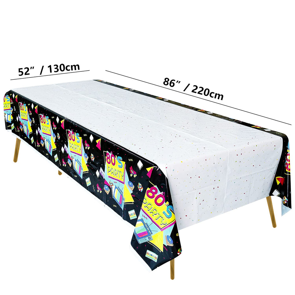 122 Pcs 80s Retro Party Supplies Set - Disposable Plates, Napkins & Tablecloths for 40 Guests