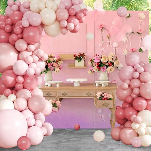 124-Piece Dusty Pink Balloon Arch Kit - Pink & White Balloon Garland for Baby Shower, Bridal Shower, Wedding, Birthday
