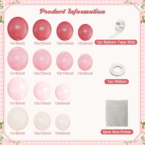 124-Piece Dusty Pink Balloon Arch Kit - Pink & White Balloon Garland for Baby Shower, Bridal Shower, Wedding, Birthday