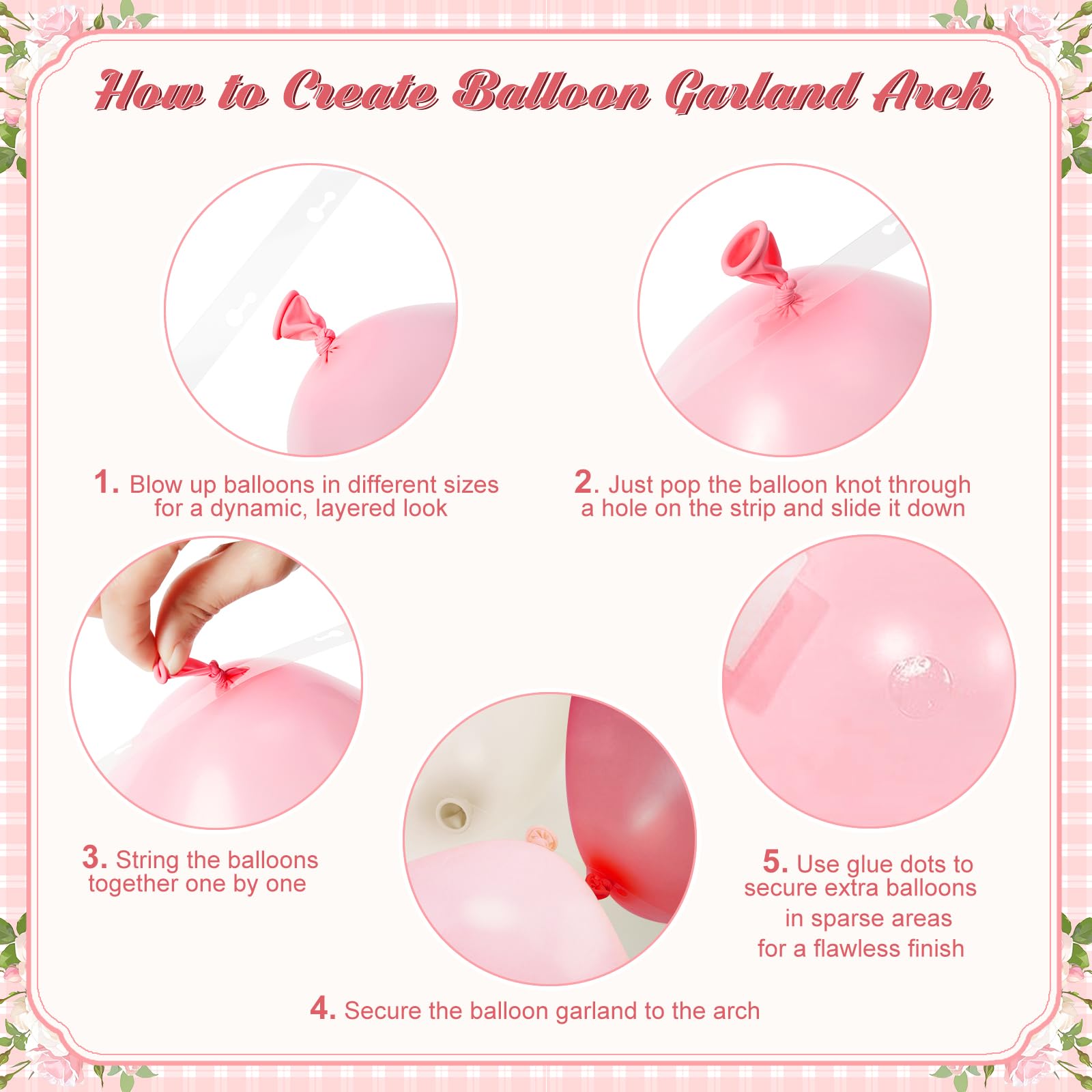 124-Piece Dusty Pink Balloon Arch Kit - Pink & White Balloon Garland for Baby Shower, Bridal Shower, Wedding, Birthday