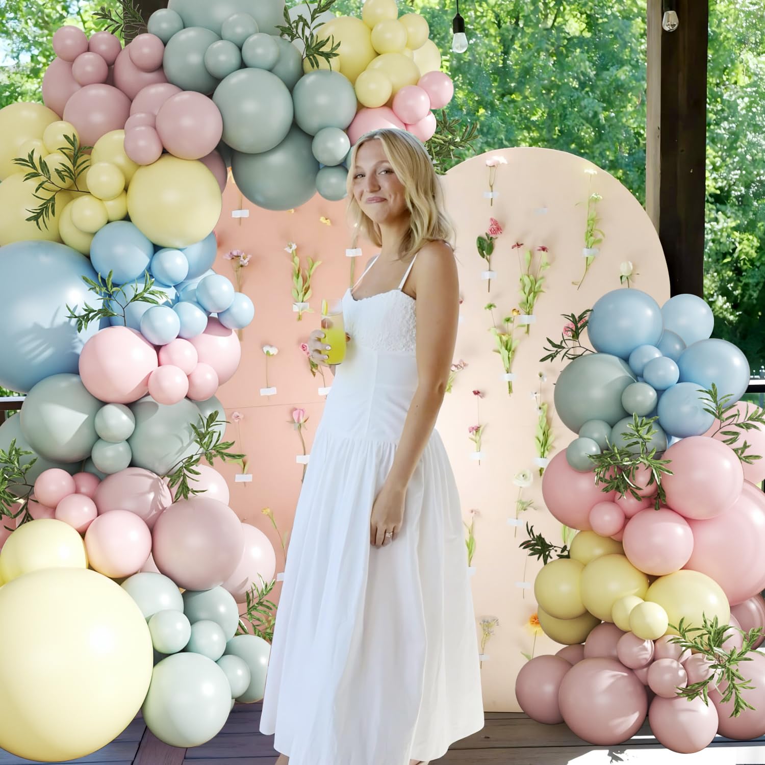 124-Piece Pastel Balloon Arch Kit – Macaron Pink, Blue, Yellow from CROSSFINGERS