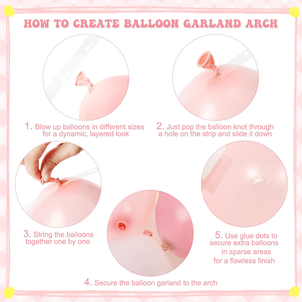 124-Piece Pink and Yellow Balloon Arch Kit with Pastel, Light Pink, Yellow & Sand White Balloons for Baby Shower, Birthday, Wedding Decor