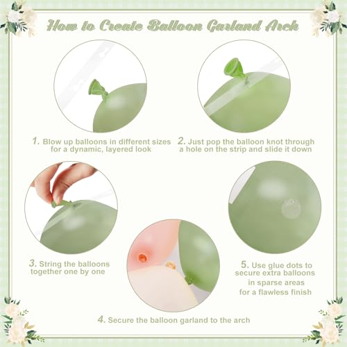 124-Piece Sage Green, Peach & Ivory Balloon Arch Kit by CROSSFINGERS – Pink and Green Balloon Garland for Baby Showers, Weddings, Birthdays & Gender Reveal Parties