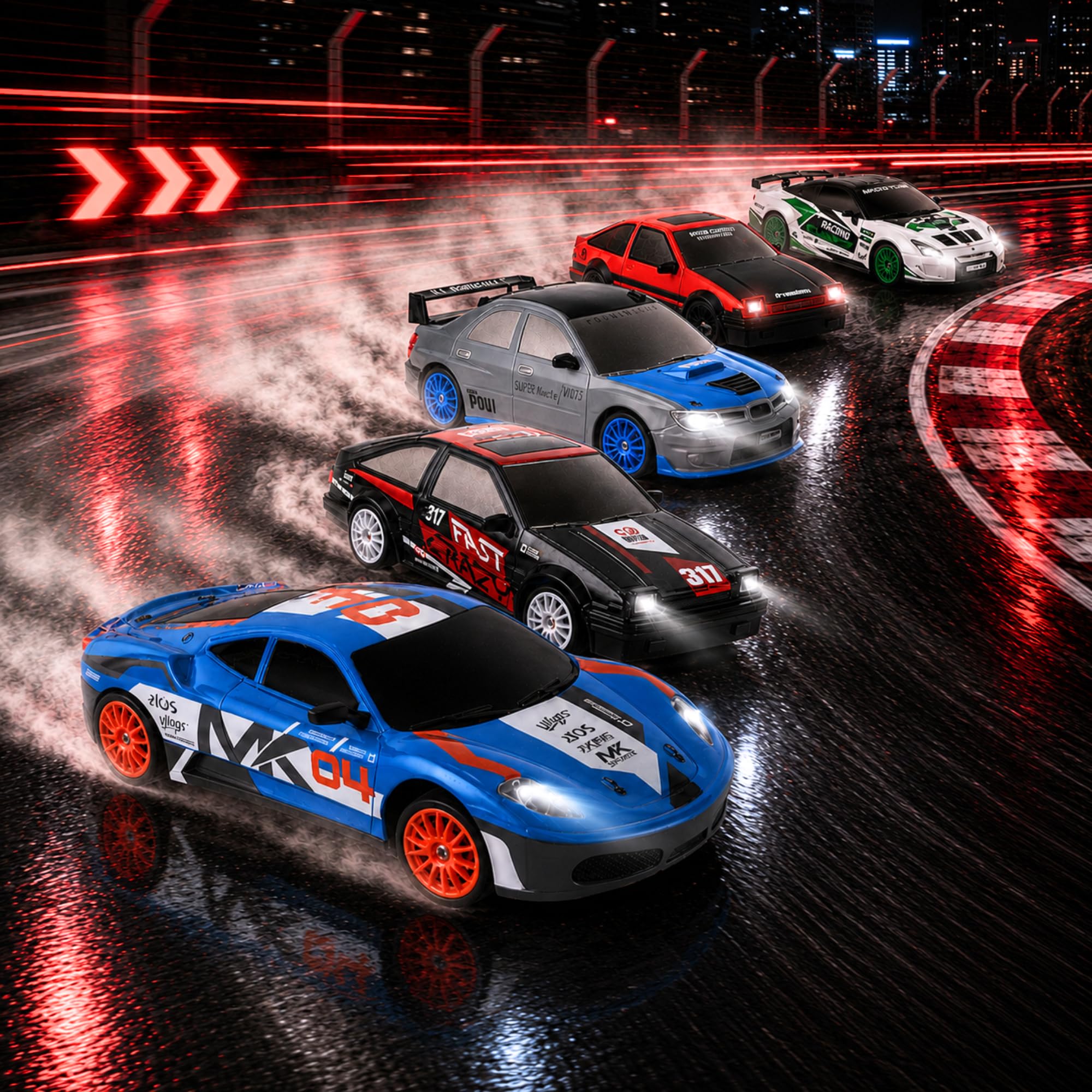 1/24 RC Drift Car 4WD 2.4GHz Remote Control Car with LED Lights and Drift Tires - Liberty Imports (Style 7)