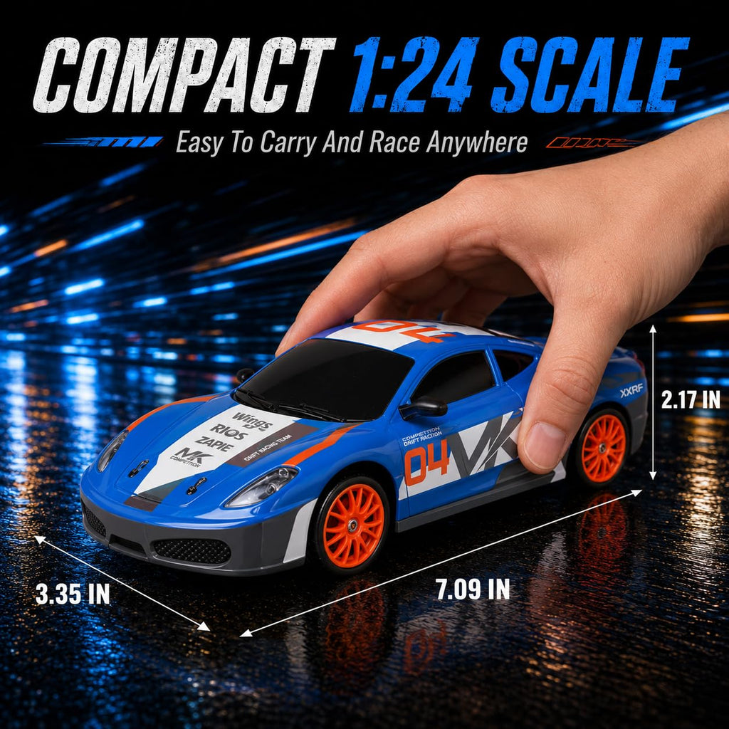 1/24 RC Drift Car 4WD 2.4GHz Remote Control Car with LED Lights and Drift Tires - Liberty Imports (Style 7)