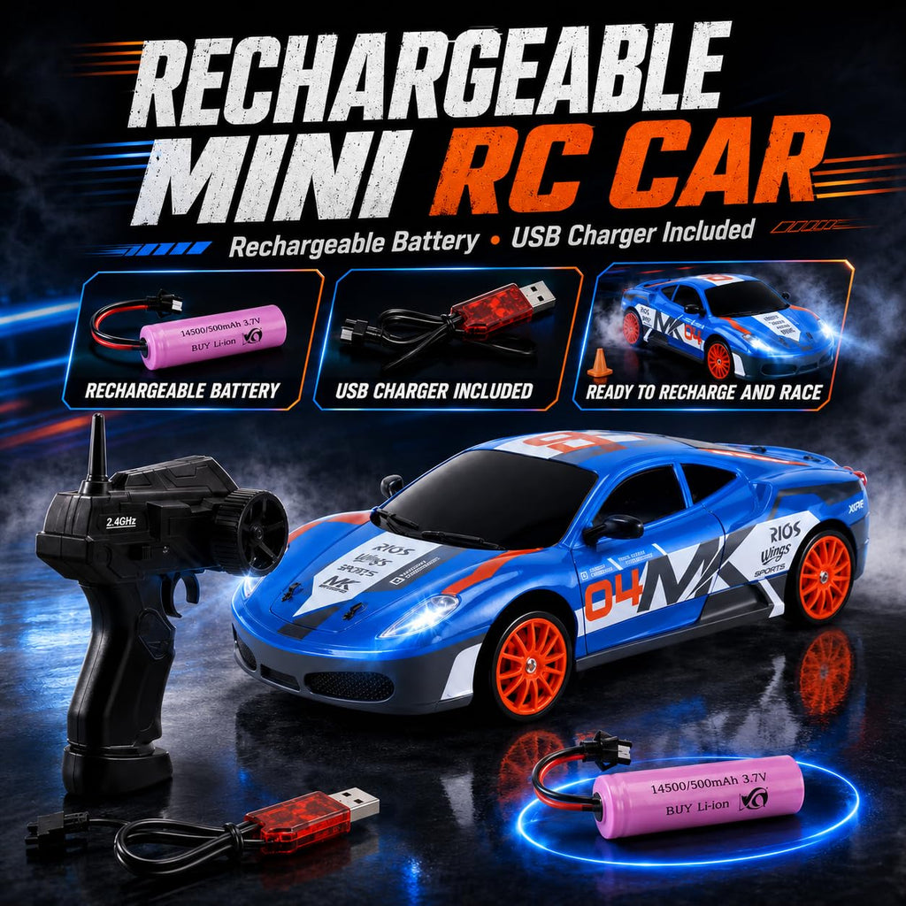 1/24 RC Drift Car 4WD 2.4GHz Remote Control Car with LED Lights and Drift Tires - Liberty Imports (Style 7)