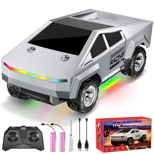 1:24 RC Truck with Lights and Loadspace, 2WD All-Terrain, Rechargeable, for Kids Age 3+