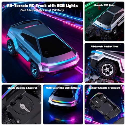 1:24 Scale RC Pickup Truck with LED Lights and 2WD – ValueTalks Off-Road Remote Control Car for Kids