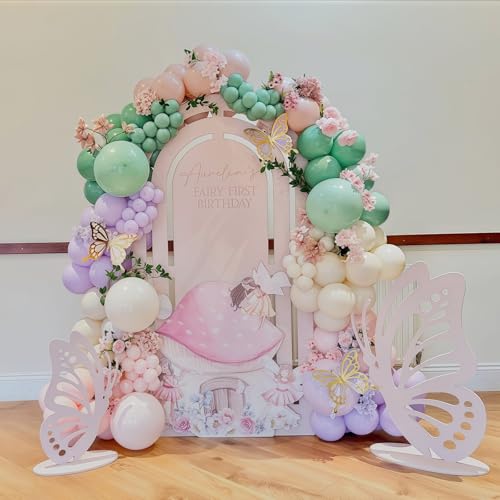 125Pcs Sage Green Purple Pink Balloon Garland Arch Kit for Baby Shower Birthday Party Decoration