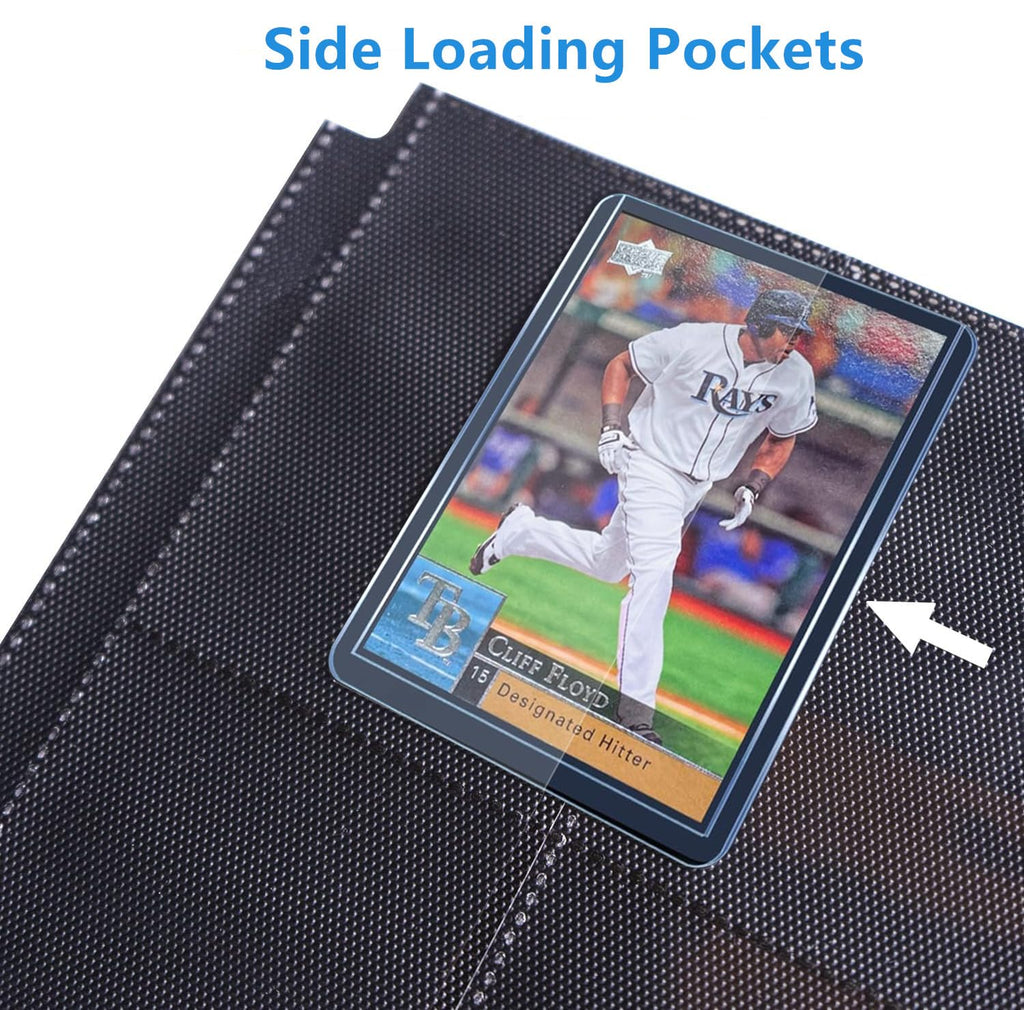 128-Pocket Toploader Binder (Black) – Holds 128 Rigid Card Holders, Ringless PU Leather Album for 3x4 Toploaders