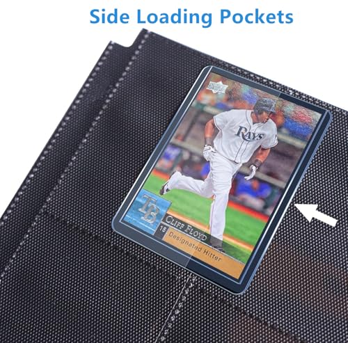 128-Pocket Toploader Binder (Black) – Holds 128 Rigid Card Holders, Ringless PU Leather Album for 3x4 Toploaders