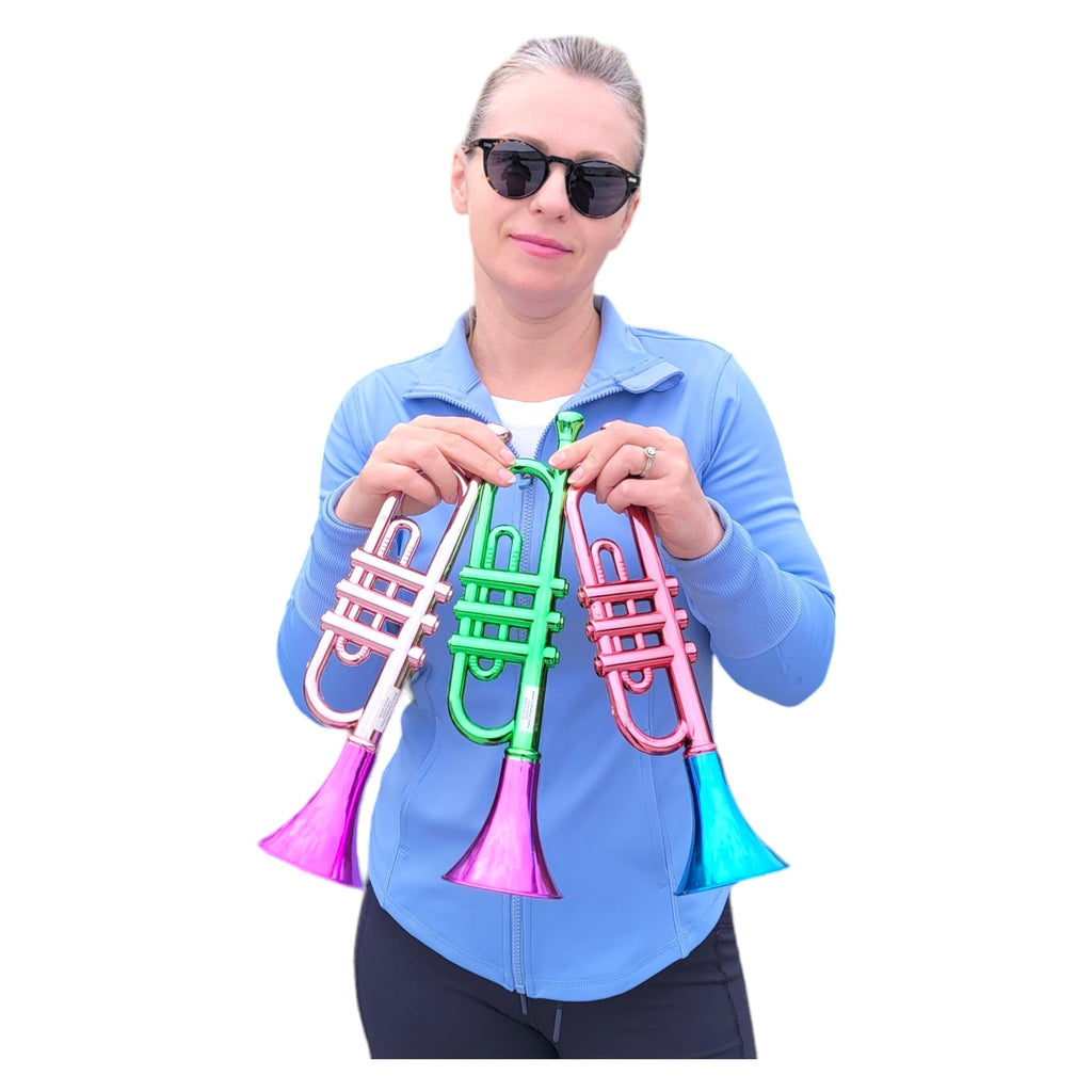 13-Inch Metallic Plastic Party Trumpet Noisemaker – Random Color – Zugar Land