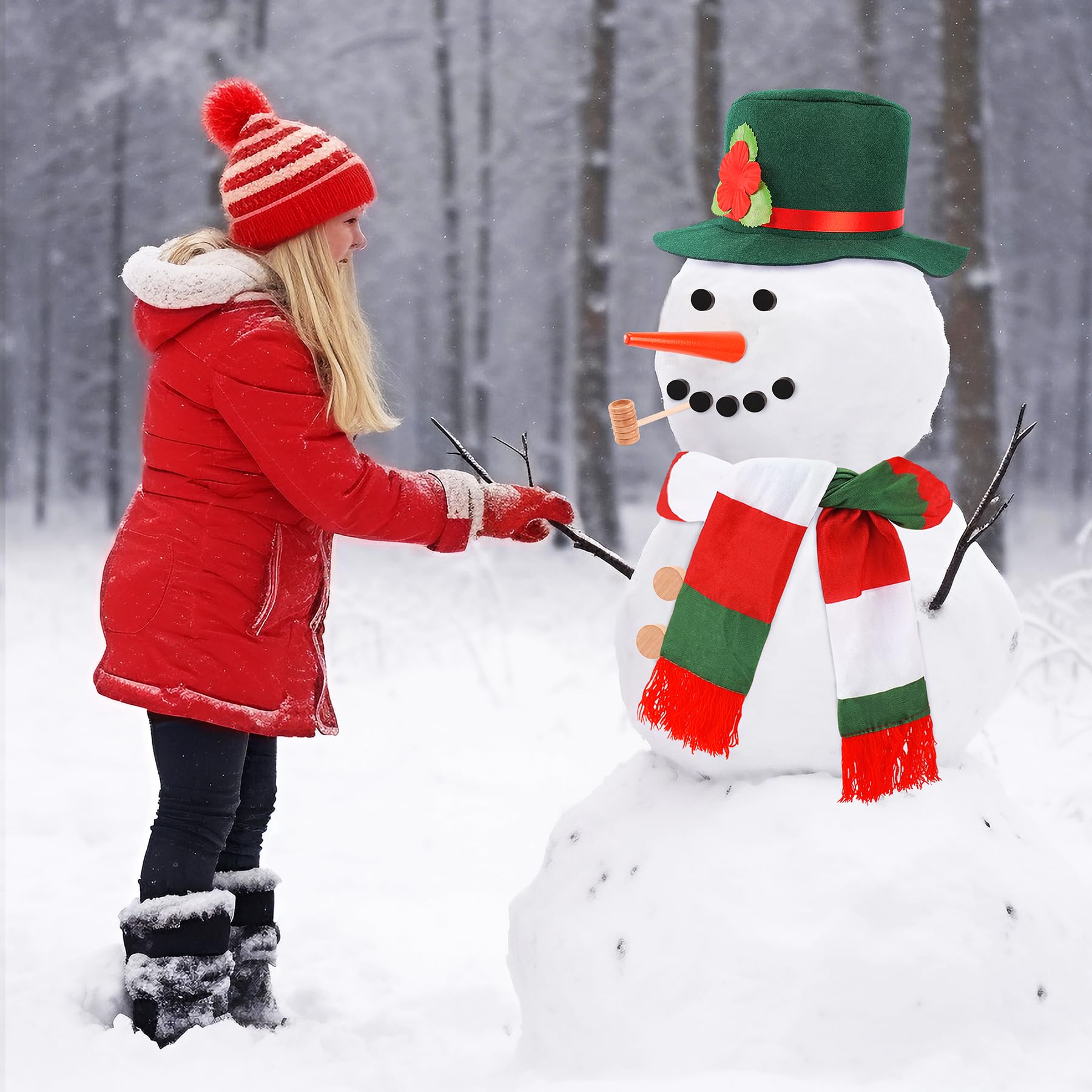 13-Piece Build a Snowman Kit - Winter DIY Snowman Decorating Set for Outdoor Christmas