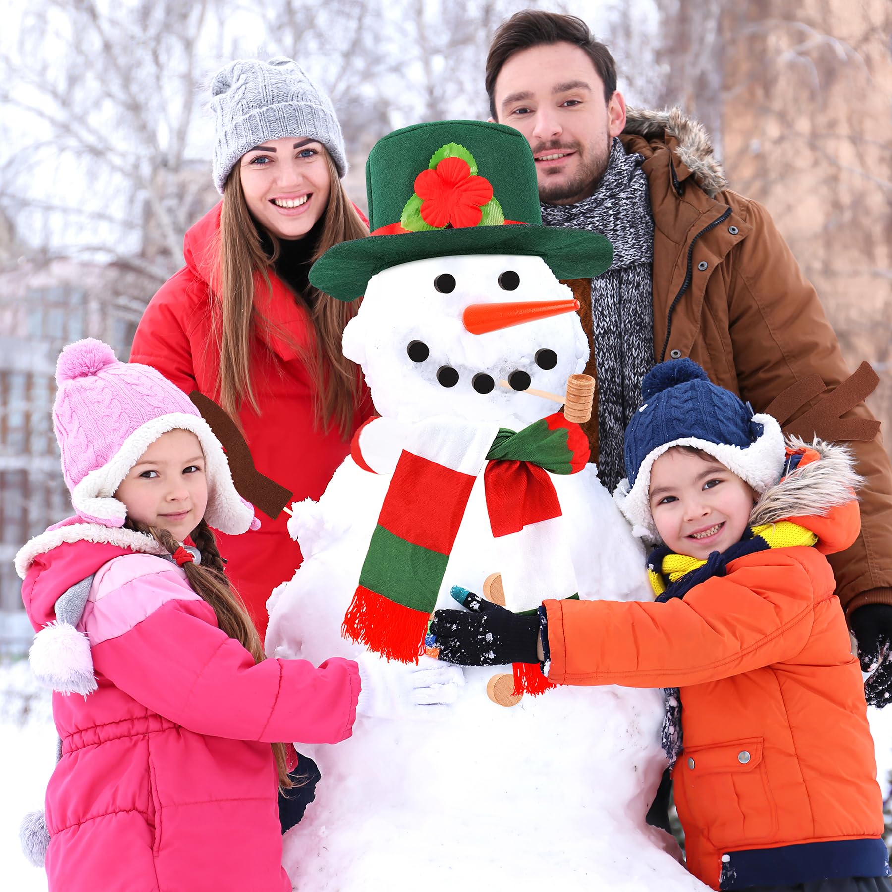 13-Piece Build a Snowman Kit - Winter DIY Snowman Decorating Set for Outdoor Christmas