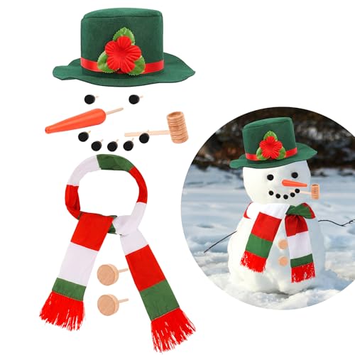 13-Piece Build a Snowman Kit - Winter DIY Snowman Decorating Set for Outdoor Christmas