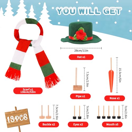 13-Piece Build a Snowman Kit - Winter DIY Snowman Decorating Set for Outdoor Christmas