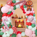 130-Piece Christmas Balloon Arch Garland Kit with Gingerbread & Candy Cane Foil Balloons for Holiday Parties