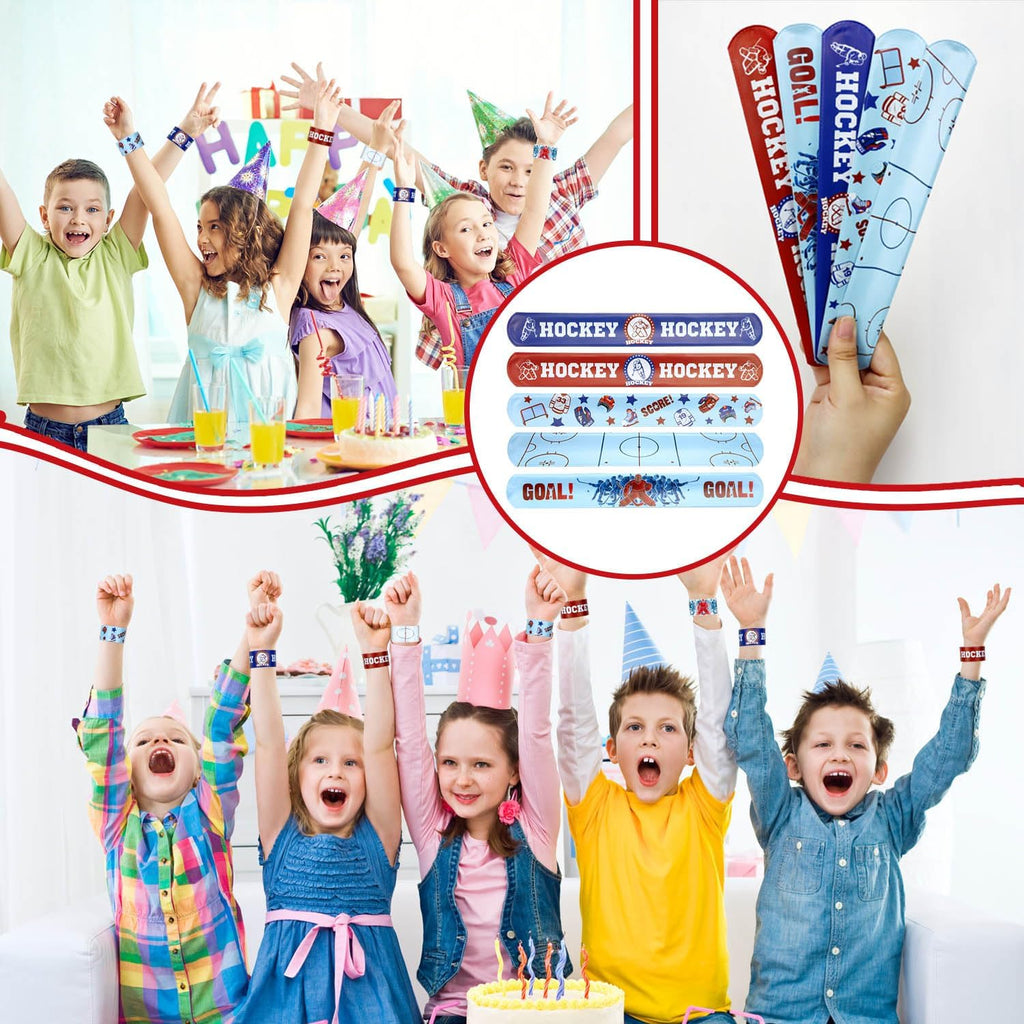 130-Piece Hockey Party Favors Set – Keychains, Slap Bracelets, Stickers & Foam Fingers by PTECDROTS