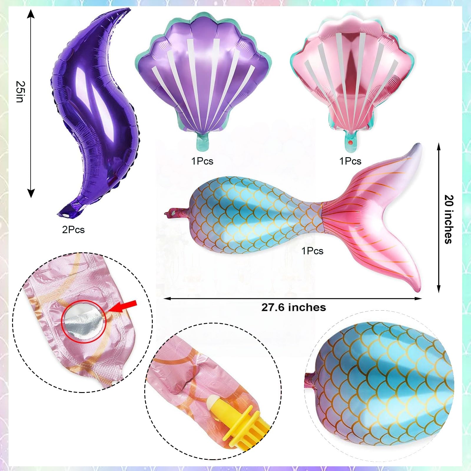 133-Piece Mermaid Balloon Arch Kit - Pink Purple Teal Metallic & Foil Balloons for Mermaid Party Decorations