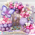 135-Piece Butterfly Balloon Arch Kit – Purple Pink Fairy Party Garland with Foil and Latex Balloons