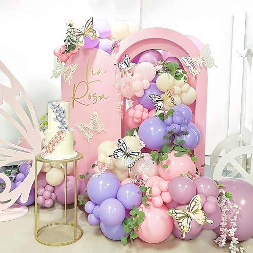 135-Piece Butterfly Balloon Arch Kit – Purple Pink Fairy Party Garland with Foil and Latex Balloons