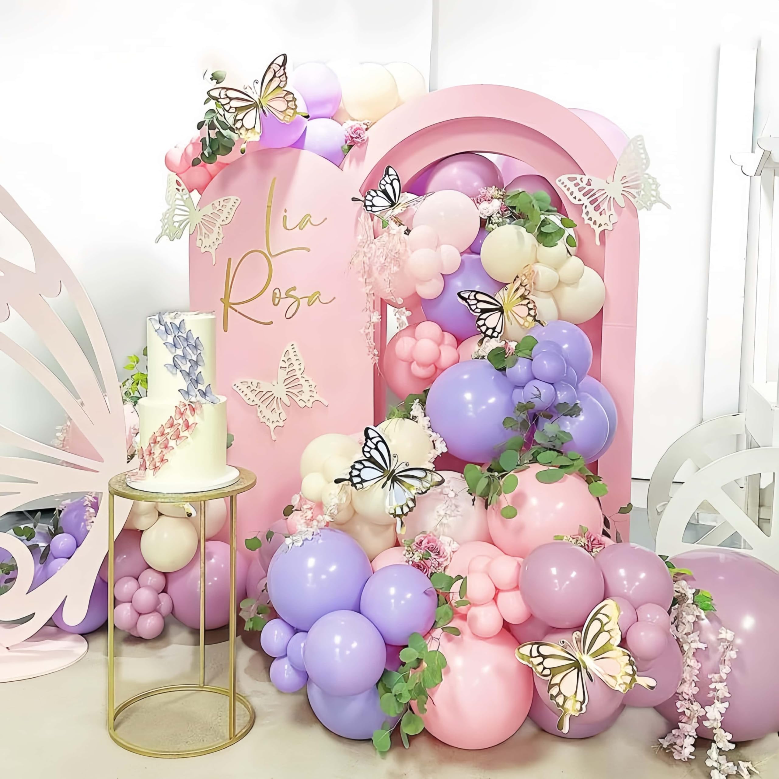 135-Piece Butterfly Balloon Arch Kit – Purple Pink Fairy Party Garland with Foil and Latex Balloons