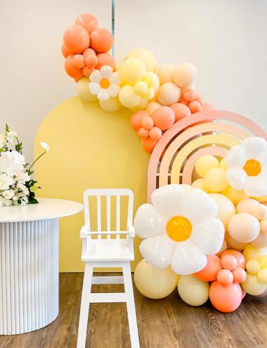 136Pcs Boho Daisy Balloon Arch Kit – Groovy Balloon Garland for Birthdays, Baby Showers, Weddings