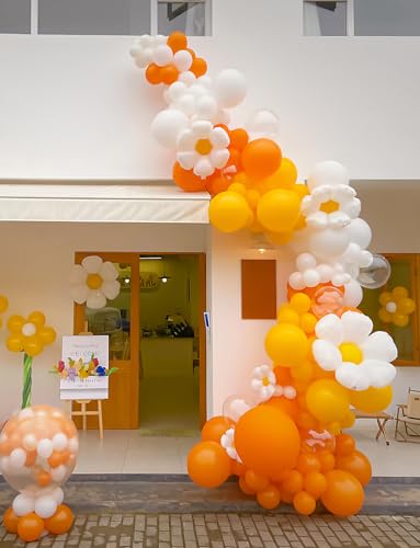 136Pcs Boho Daisy Balloon Arch Kit – Groovy Balloon Garland for Birthdays, Baby Showers, Weddings