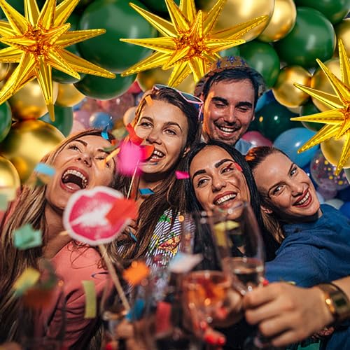 137-Piece Green and Gold Balloon Garland Arch Kit with Star Balloons for Birthday, Baby Shower, Jungle Party Decorations