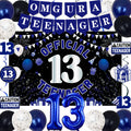 13th Birthday Decorations for Boys Girls - Blue Black OMG UR A TEENAGER Set by TAOTOSUNE