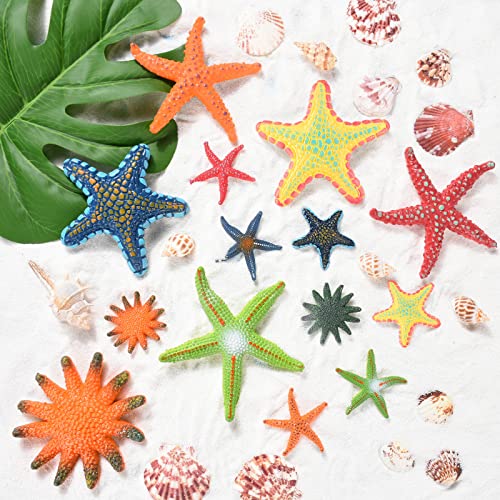14 Colorful Diving Starfish Pool Toys - 6 Large & 8 Small, Sturdy Plastic, Easy to See Underwater