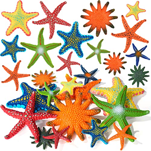 14 Colorful Diving Starfish Pool Toys - 6 Large & 8 Small, Sturdy Plastic, Easy to See Underwater