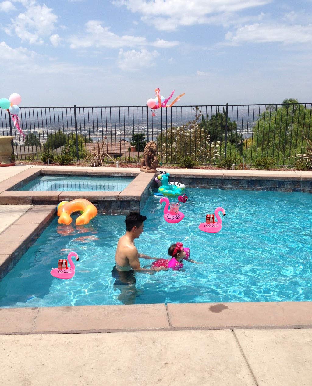 14-Pack Inflatable Flamingo Drink Holders – Pool Float Cup Coasters for Parties
