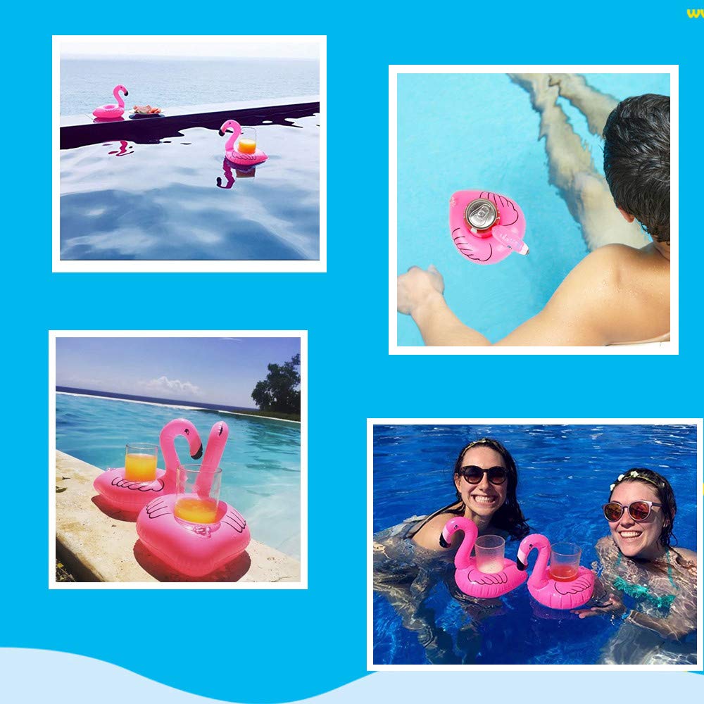 14-Pack Inflatable Flamingo Drink Holders – Pool Float Cup Coasters for Parties