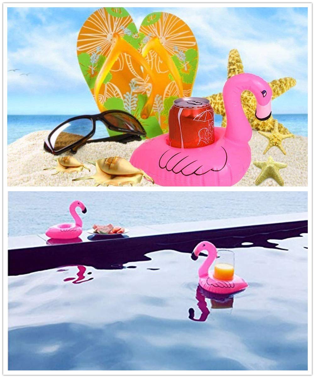 14-Pack Inflatable Flamingo Drink Holders – Pool Float Cup Coasters for Parties