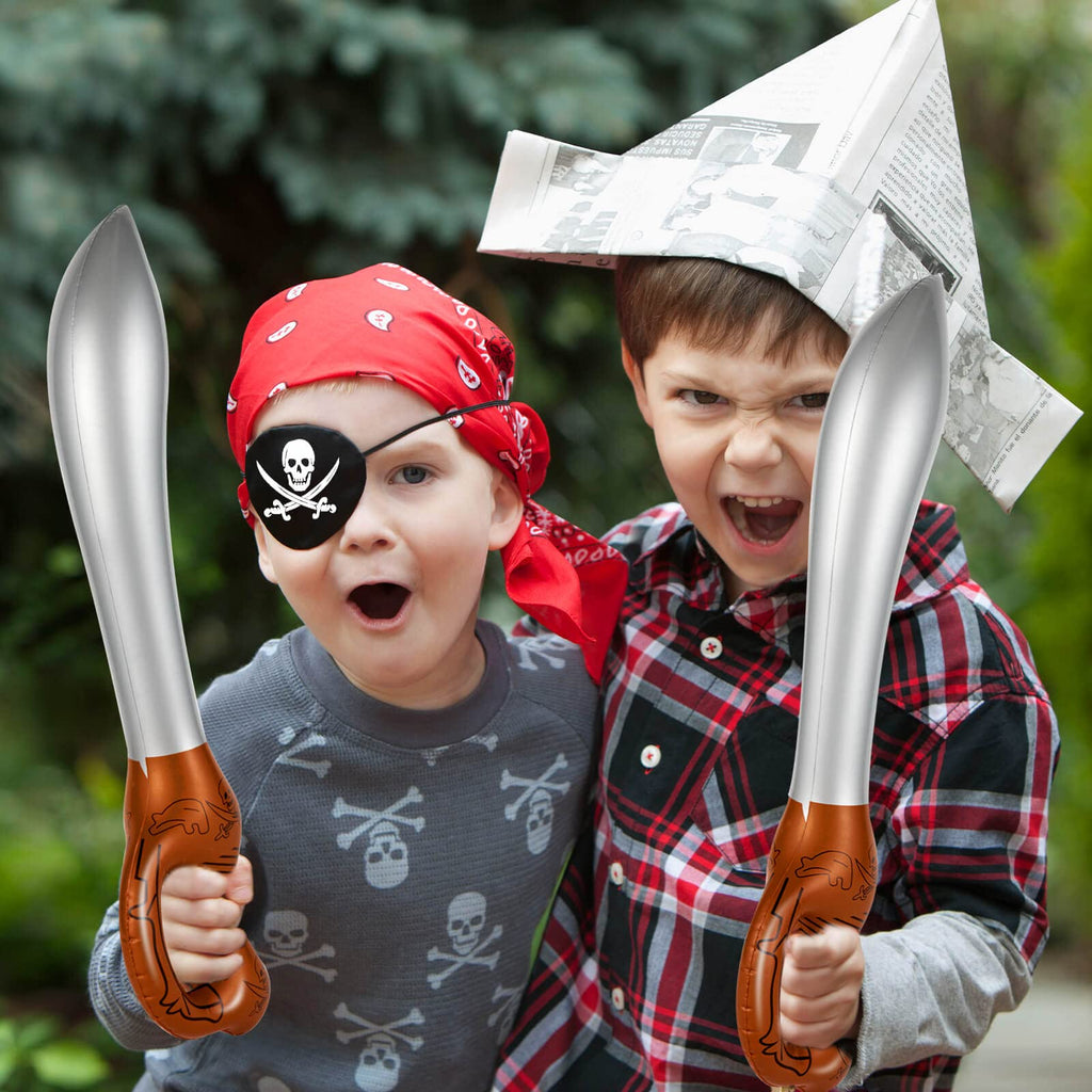 14-Pack Inflatable Pirate Swords for Parties, Pool, and Costume Play – 22.8 Inches, PVC, Red & Silver