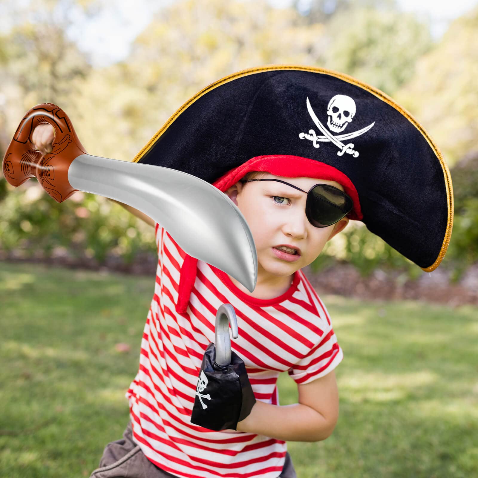 14-Pack Inflatable Pirate Swords for Parties, Pool, and Costume Play – 22.8 Inches, PVC, Red & Silver